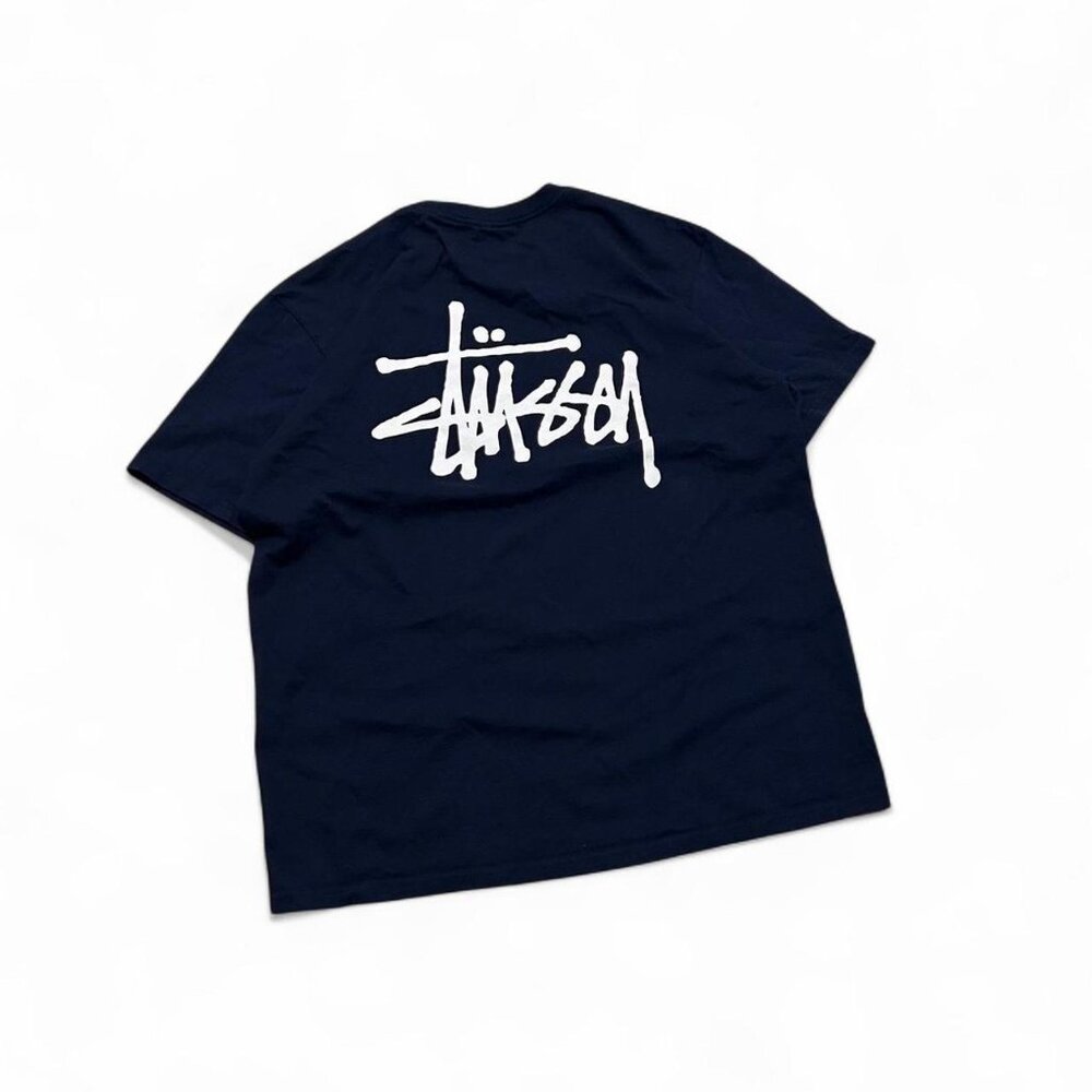Stüssy Men's Navy and Blue T-shirt